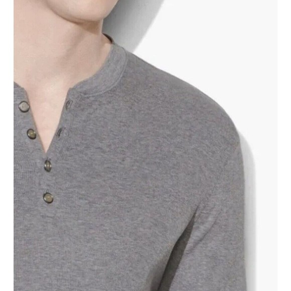 John Varvatos Men’s Size XL Gray Henley Ribbed Pullover Button Front Pima Cotton - Picture 3 of 13